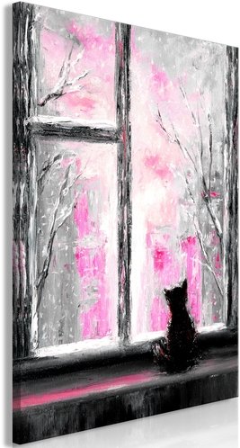 Πίνακας - Longing Kitty (1 Part) Vertical Pink - 80x120 161292719
