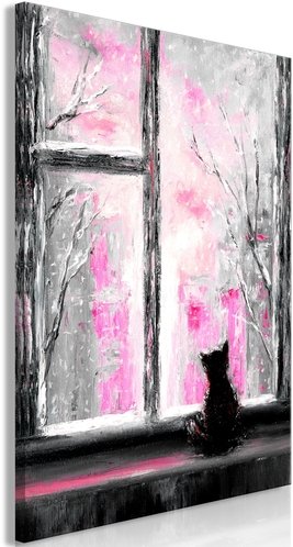 Πίνακας - Longing Kitty (1 Part) Vertical Pink - 40x60 161292699