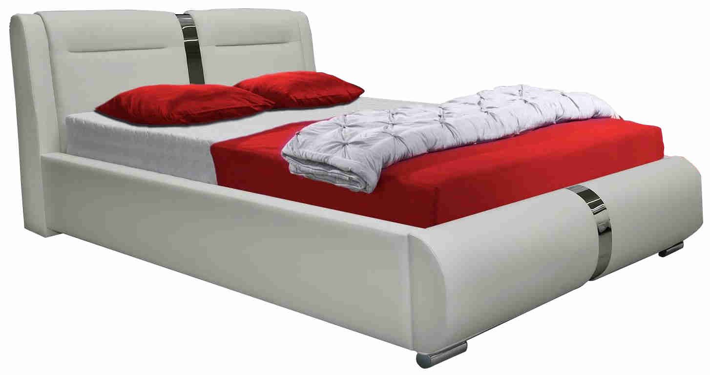 PoliHome Επενδυμένο κρεβάτι Baron-140 x 200-Λευκό-Με μηχανισμό ανύψωσης