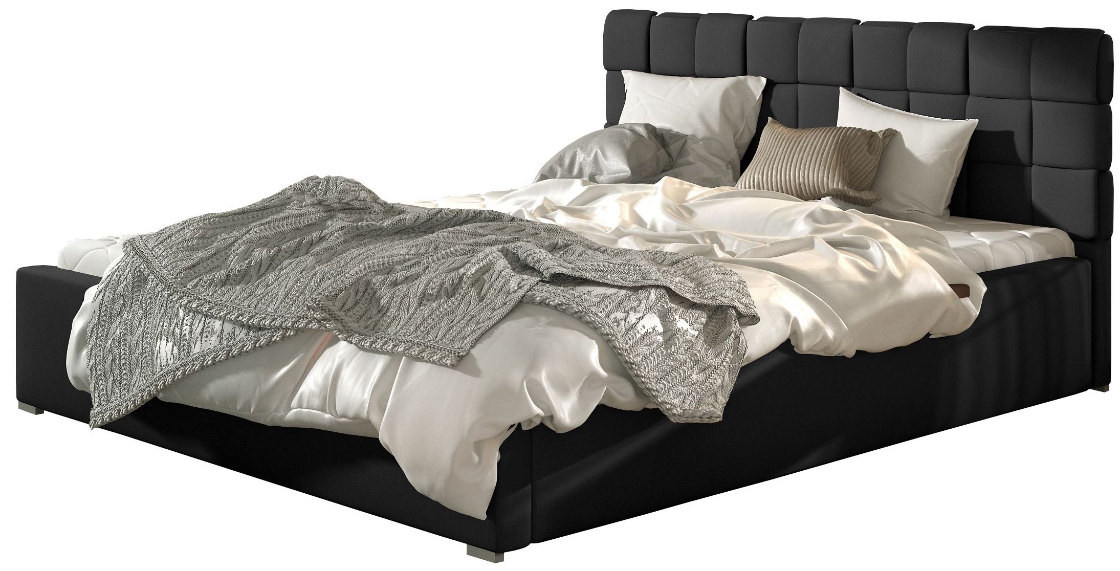 PoliHome Επενδυμένο κρεβάτι Grady-140 x 200-Με μηχανισμό ανύψωσης-Mauro