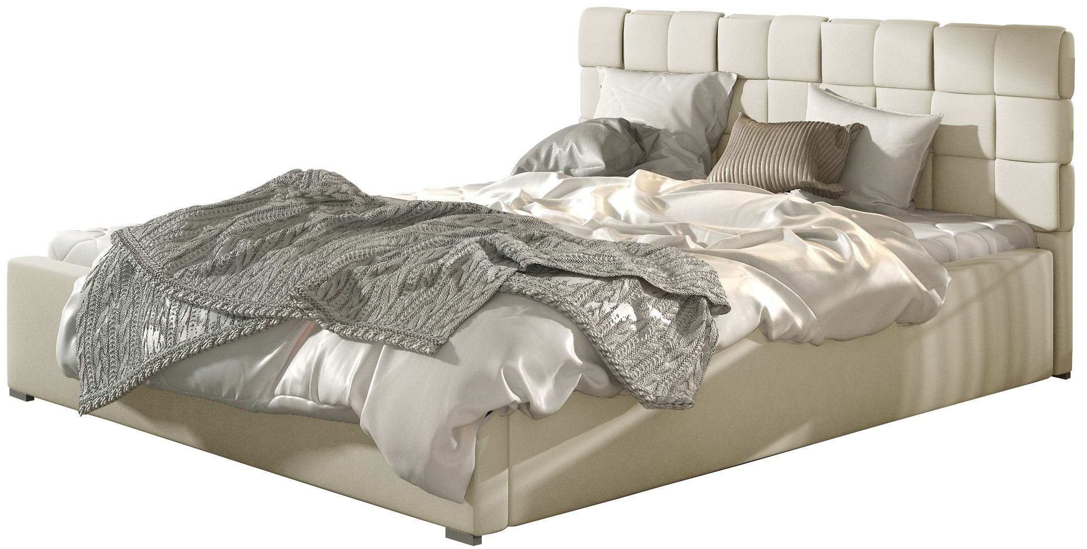 PoliHome Επενδυμένο κρεβάτι Grady-140 x 200-Χωρίς μηχανισμό ανύψωσης-Mpez