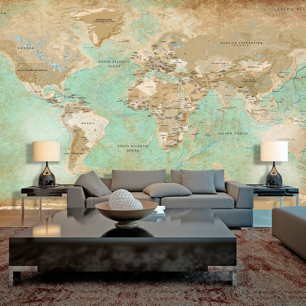 Αυτοκόλλητη φωτοταπετσαρία – Turquoise World Map II