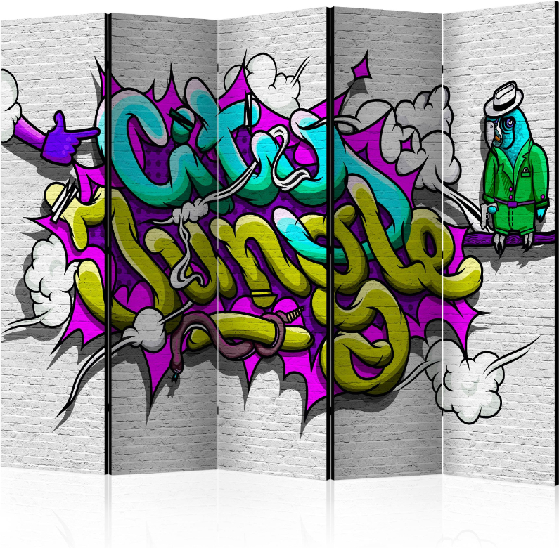 Διαχωριστικό με 5 τμήματα – City Jungle – graffiti II [Room Dividers]