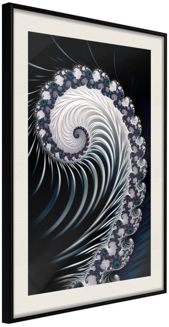 PoliHome Αφίσα - Fractal Spiral (Negative) - 40x60 - Μαύρο - Με πασπαρτού