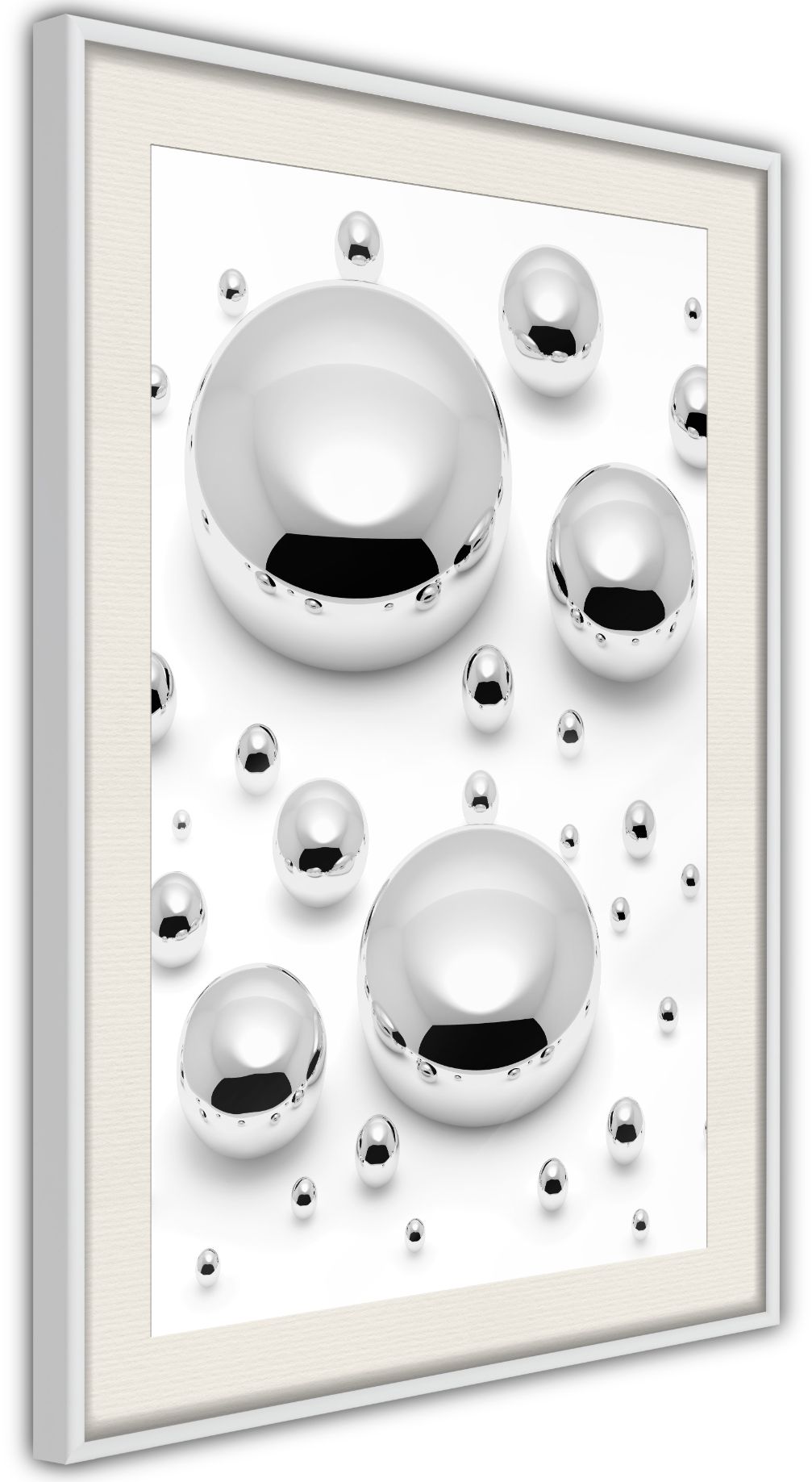 Αφίσα - Silver Drops - 20x30 - Λευκό - Με πασπαρτού 161862529
