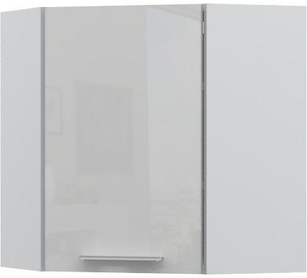 PoliHome Ντουλάπι κρεμαστό γωνιακό Raval V7-UG-1K-Λευκό - Λευκό γυαλιστερό