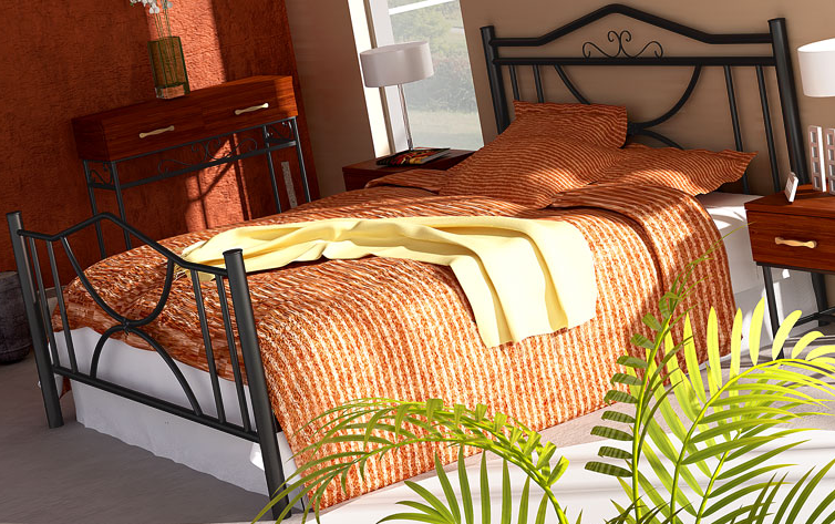 PoliHome Κρεβάτι Roza-90x190-Μαύρο-Με ποδαρικό