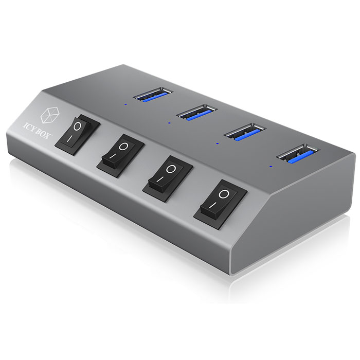 USB 3.0 Hub φορτιστής 4 θυρών ICY BOX HUB1405 2 σε 1 φωτογραφία