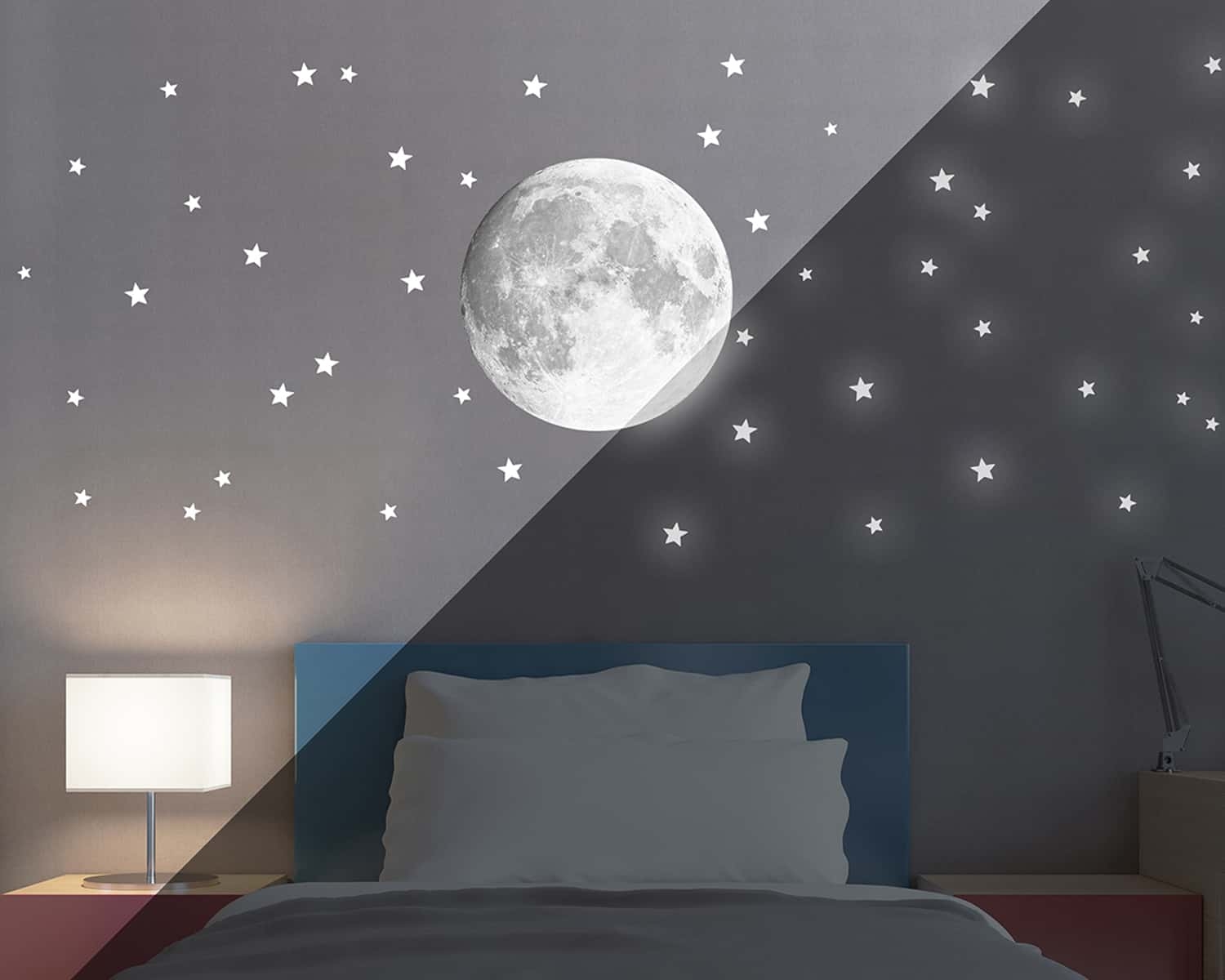 Διακοσμητικά αυτοκόλλητα τοίχου Moon φωσφορίζοντα L φωτογραφία