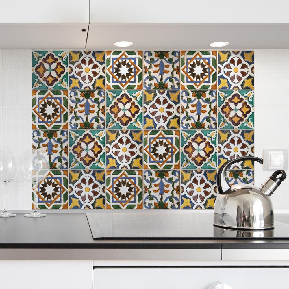 Πλάτη προστασίας τοίχου εστιών κουζίνας Green Tiles L φωτογραφία