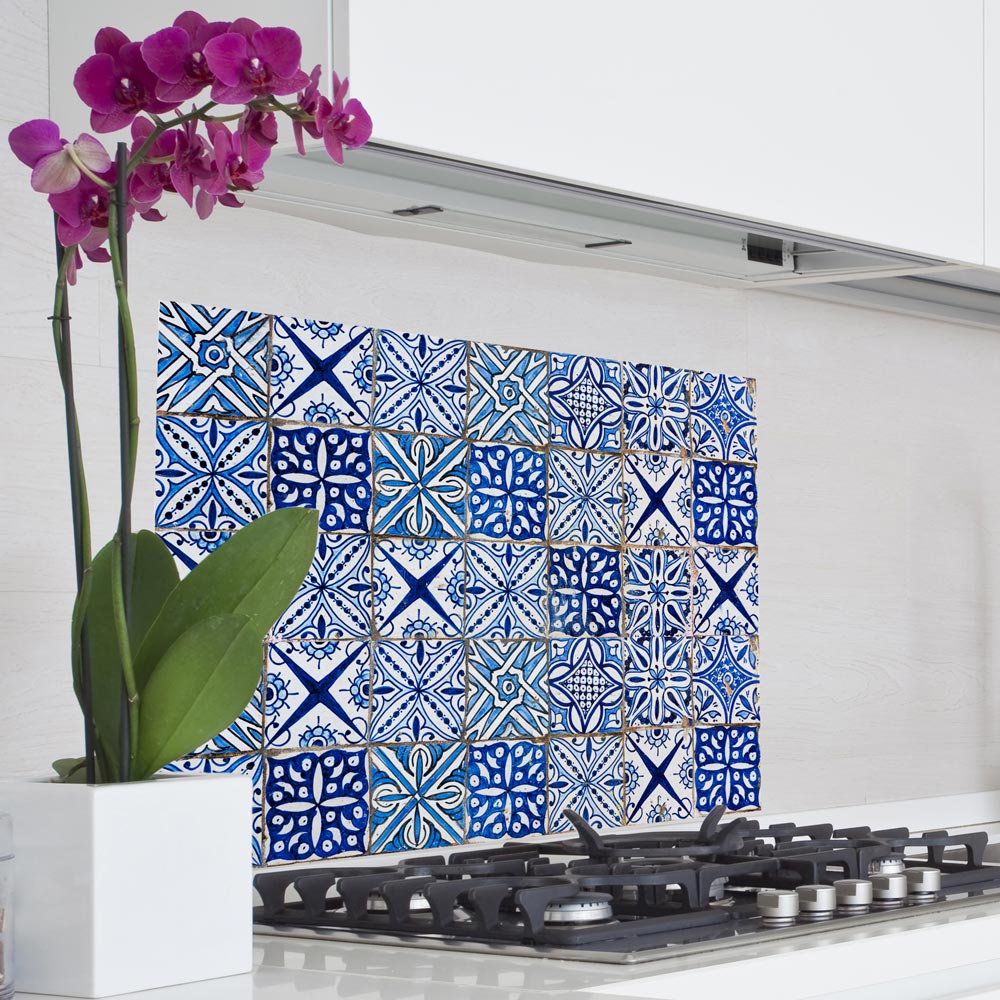 Πλάτη προστασίας τοίχου εστιών κουζίνας Blue Azulejos L φωτογραφία