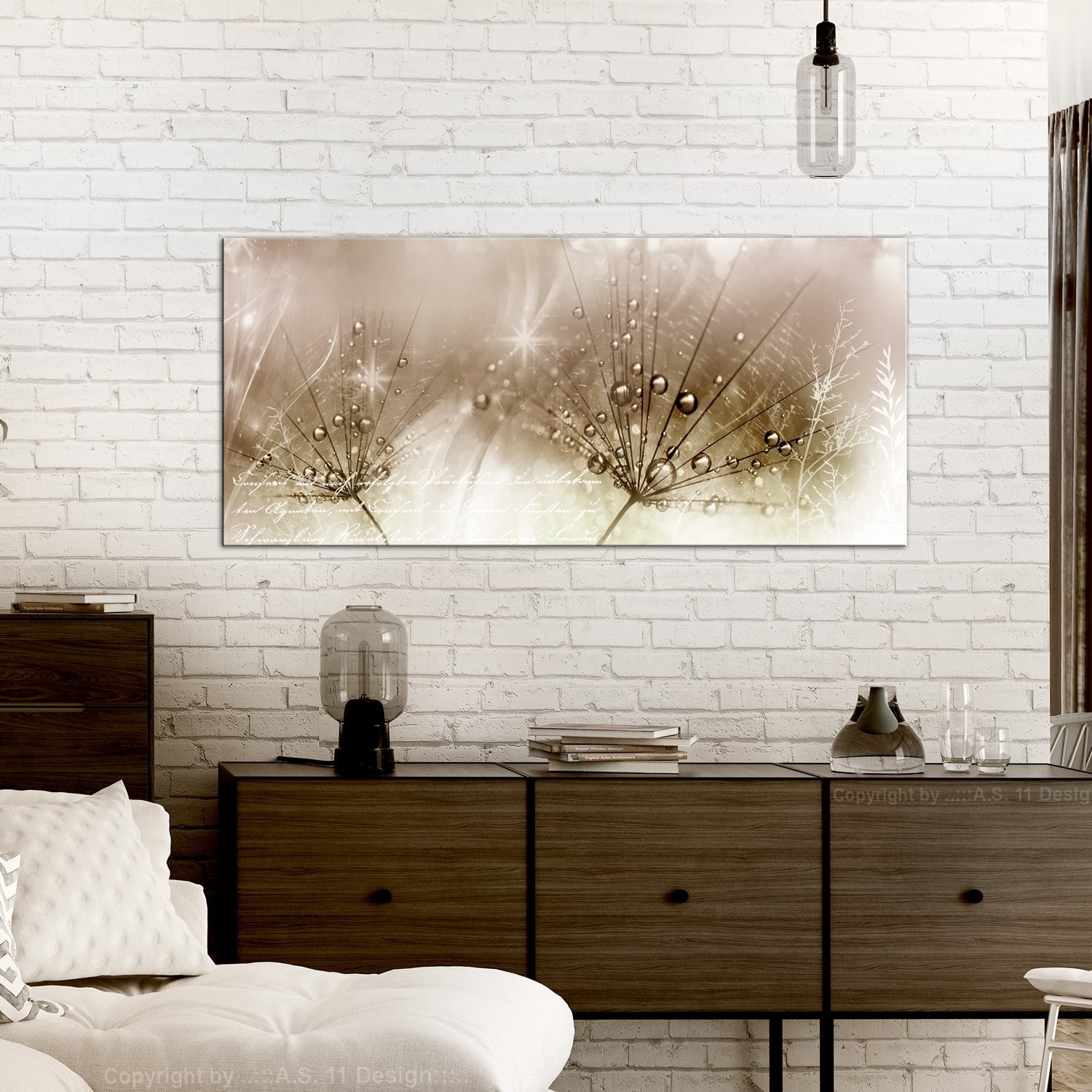 Πίνακας - Drops of Dew (1 Part) Brown Wide 100x45 φωτογραφία