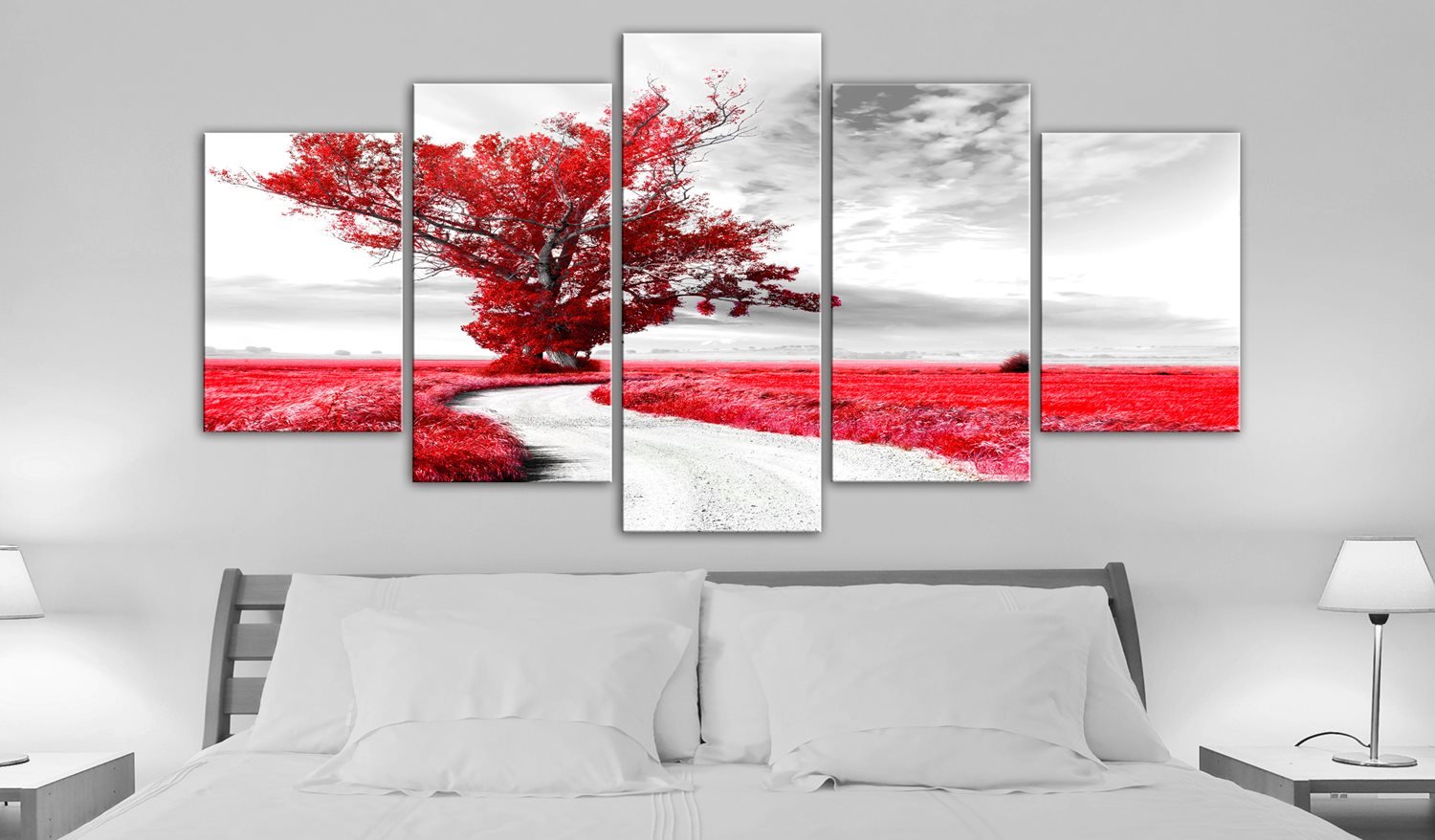 Πίνακας - Lone Tree (5 Parts) Red 225x100 φωτογραφία