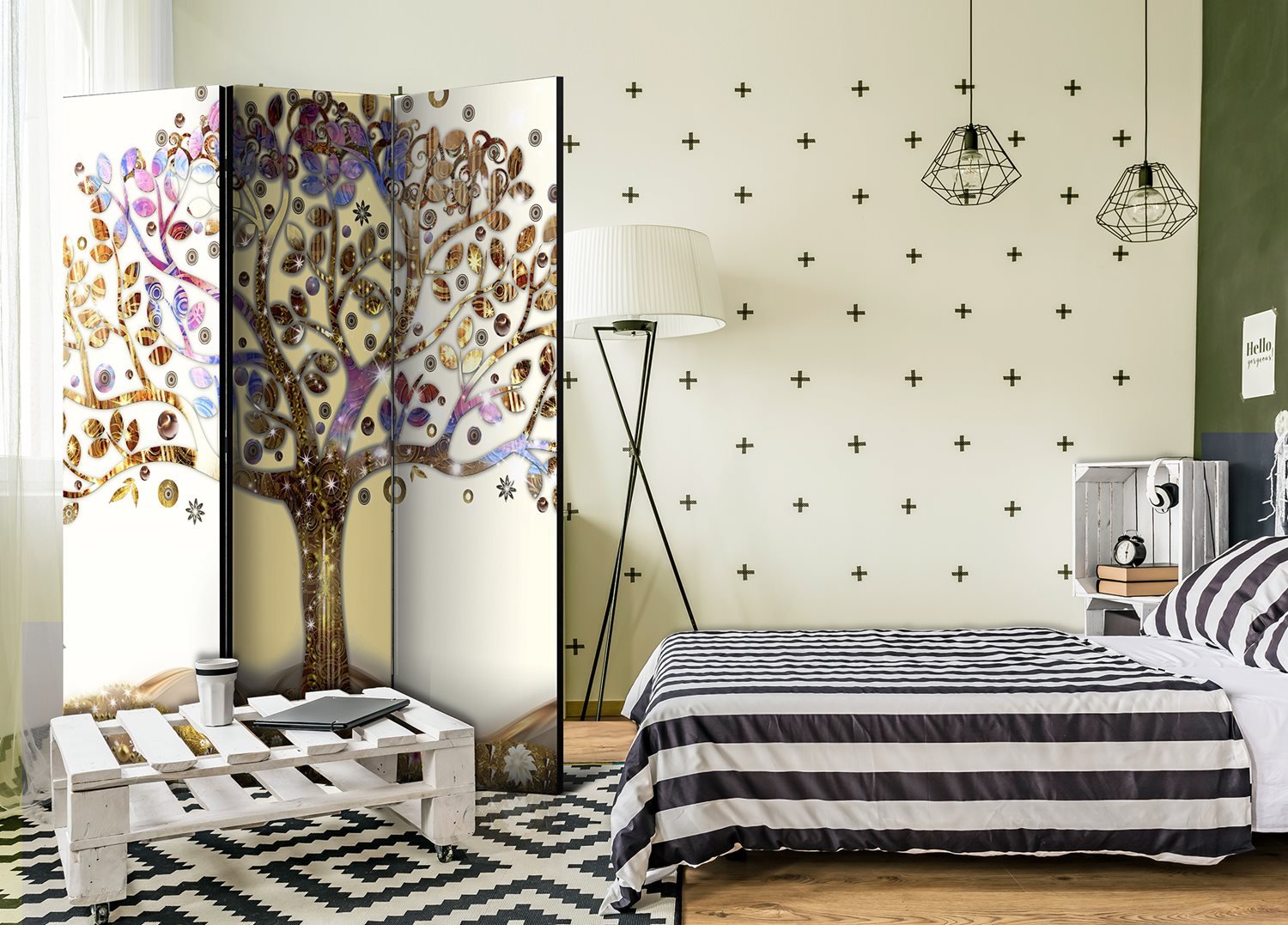 Διαχωριστικό με 3 τμήματα - Golden Tree [Room Dividers] 135x172 φωτογραφία