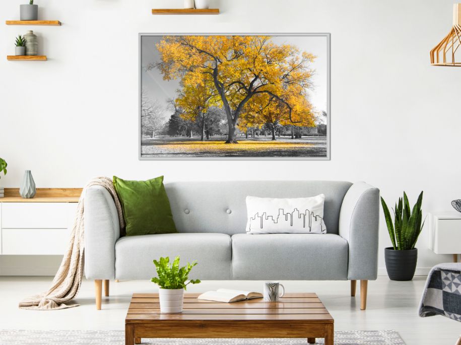 Αφίσα - Golden Tree - 45x30 - Μαύρο - Με πασπαρτού φωτογραφία