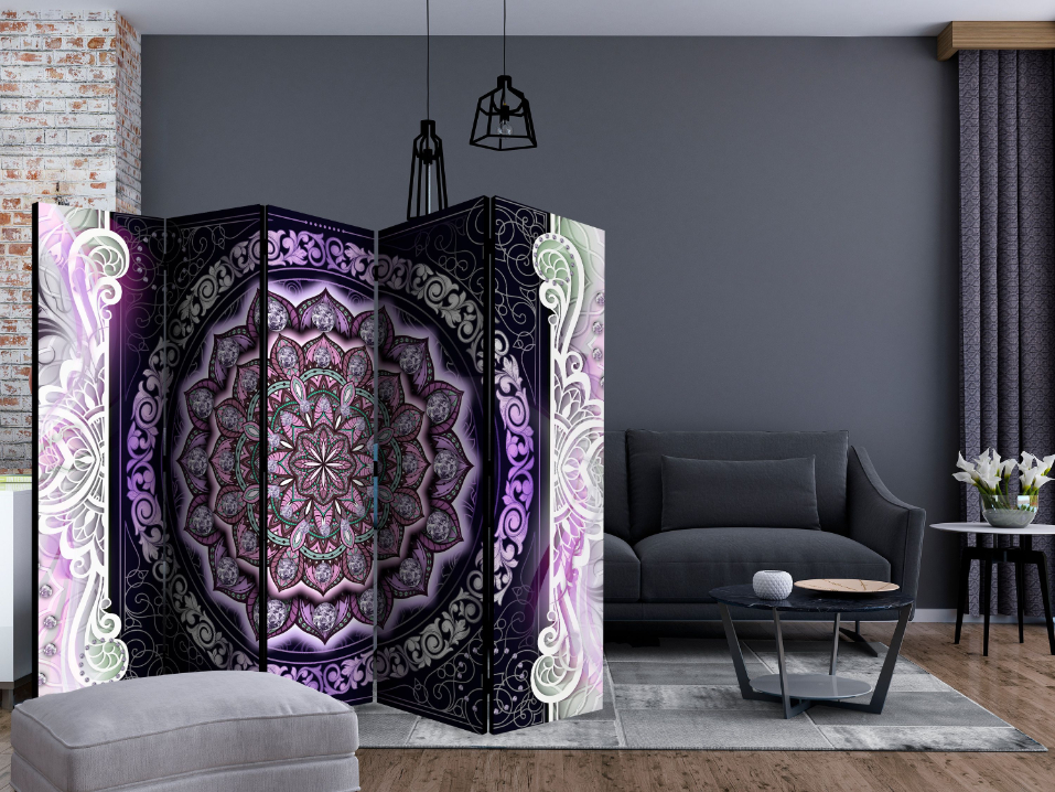 Διαχωριστικό με 5 τμήματα - Round Stained Glass (Violet) II [Room Dividers] φωτογραφία