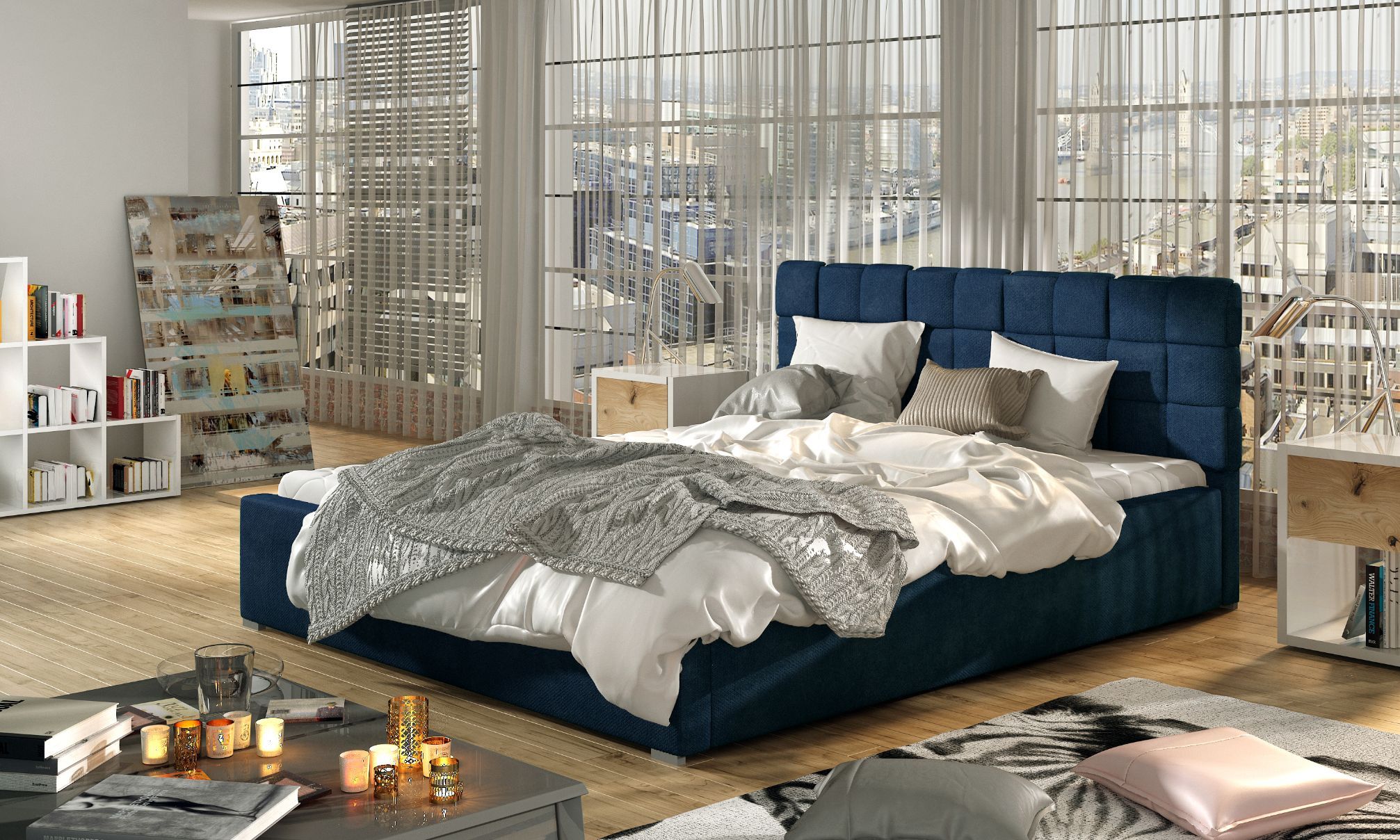 Επενδυμένο κρεβάτι Grady-140 x 200-Χωρίς μηχανισμό ανύψωσης-Mauro φωτογραφία